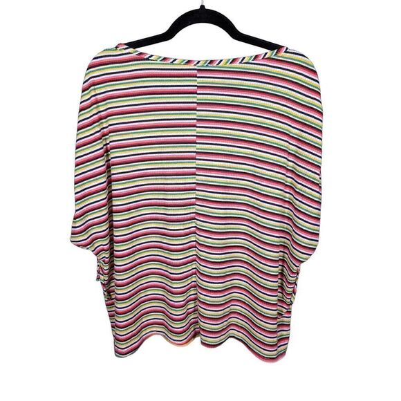 Discreet Junior Plus Discreet Short Sleeve Cap Sleeve Top Multi Striped Size 2X - Picture 2 of 6